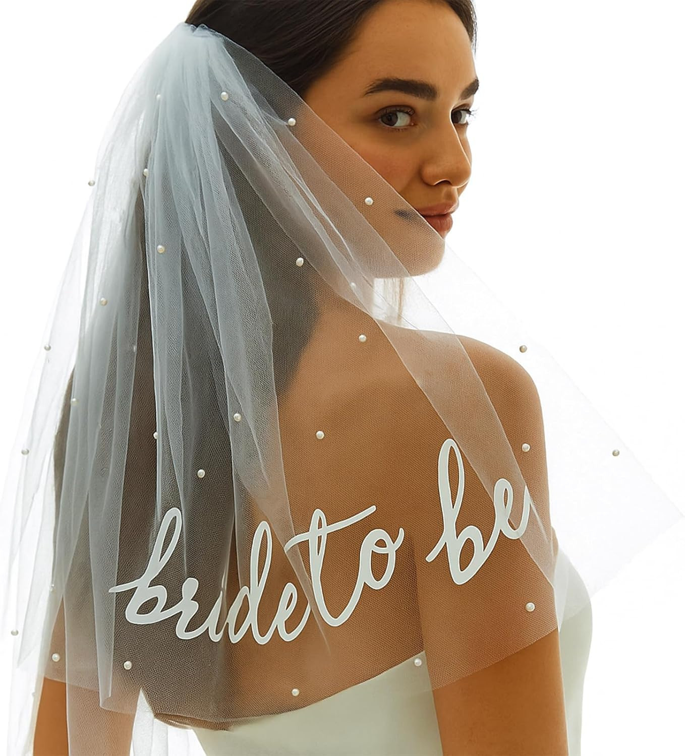 Bride to Be Veil with Pearls Bachelorette Party Bridal Shower Accessory
