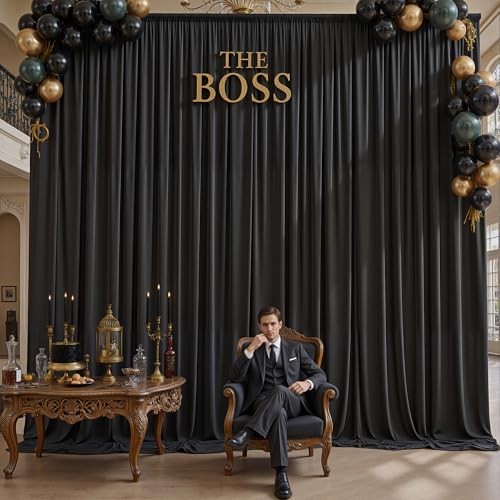 20ftx14ft Black Backdrop Curtain for Wedding & All Parties | 4 Panels