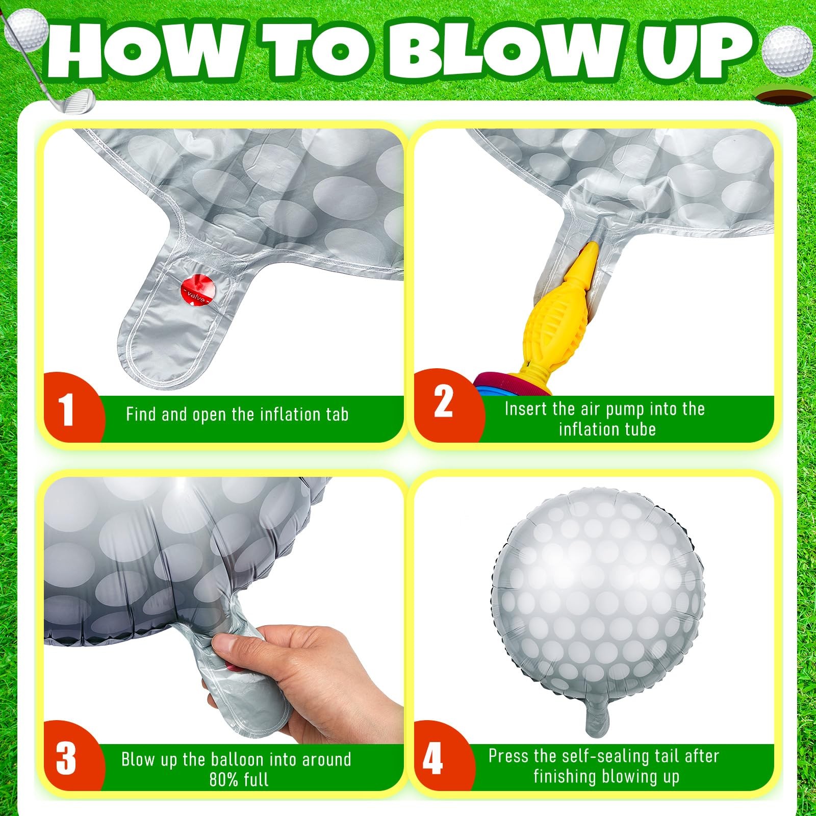 s 8 Pcs Golf Balloons Set 18” Ball and 30” Inflatable Club for