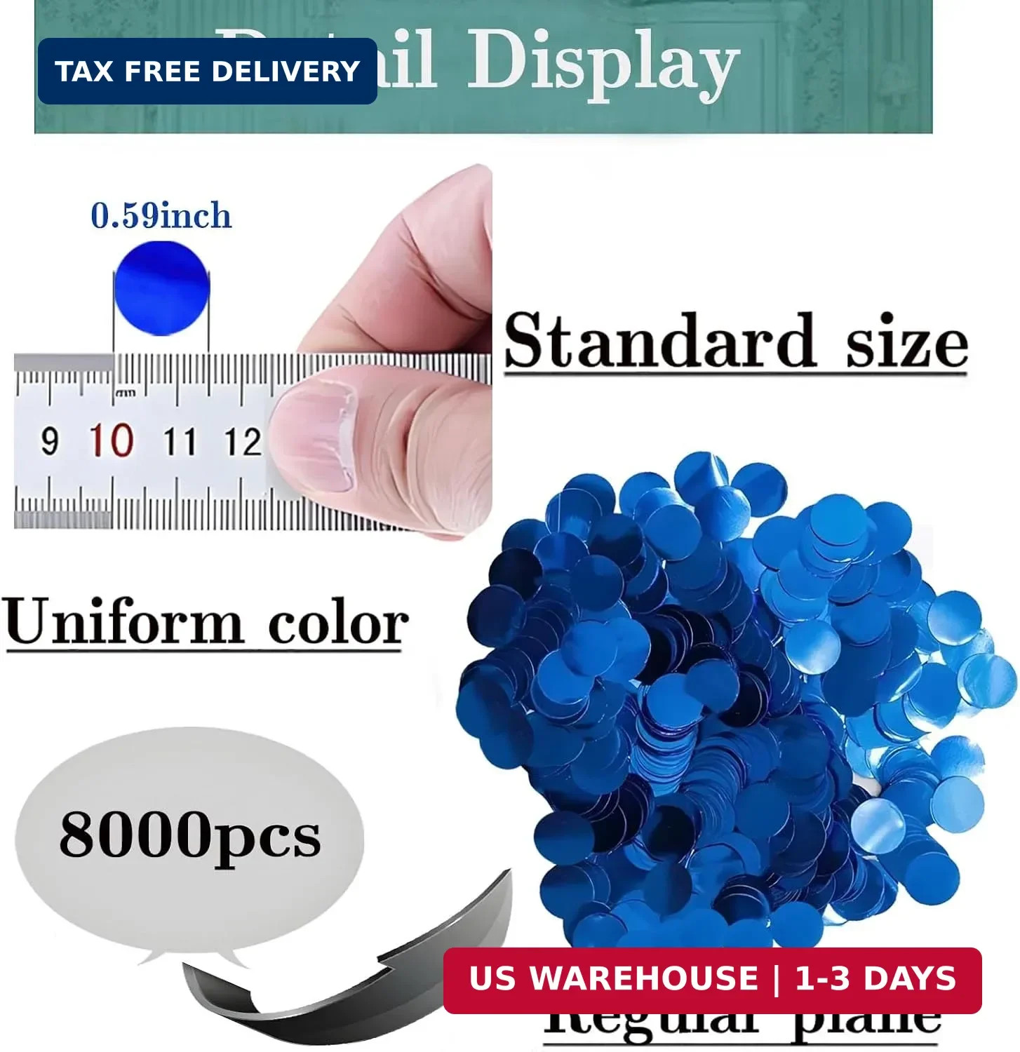 Blue Metallic Foil Confetti 8000 Pcs Shiny Round Table Confetti for Fill Balloon