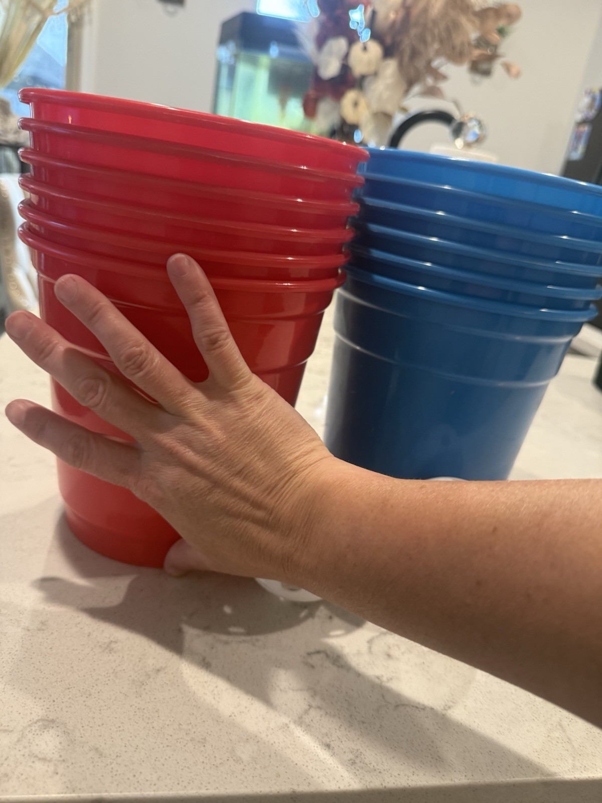 12 Giant Bucket Ball Game Set Red & Blue Buckets with 2 Balls Outdoor Yard Game
