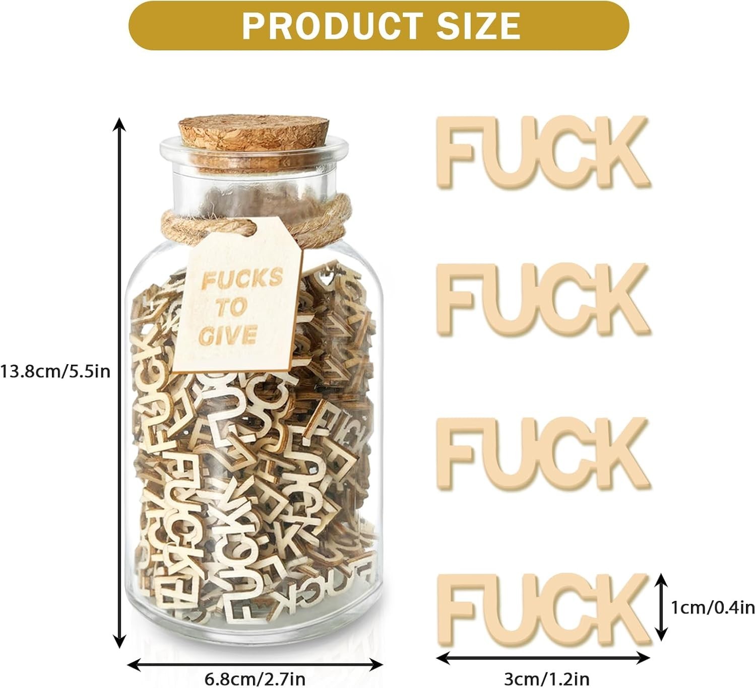 Eco-Friendly F**k Gift Jar with 200 Wooden Letters – Perfect for Any Occasion