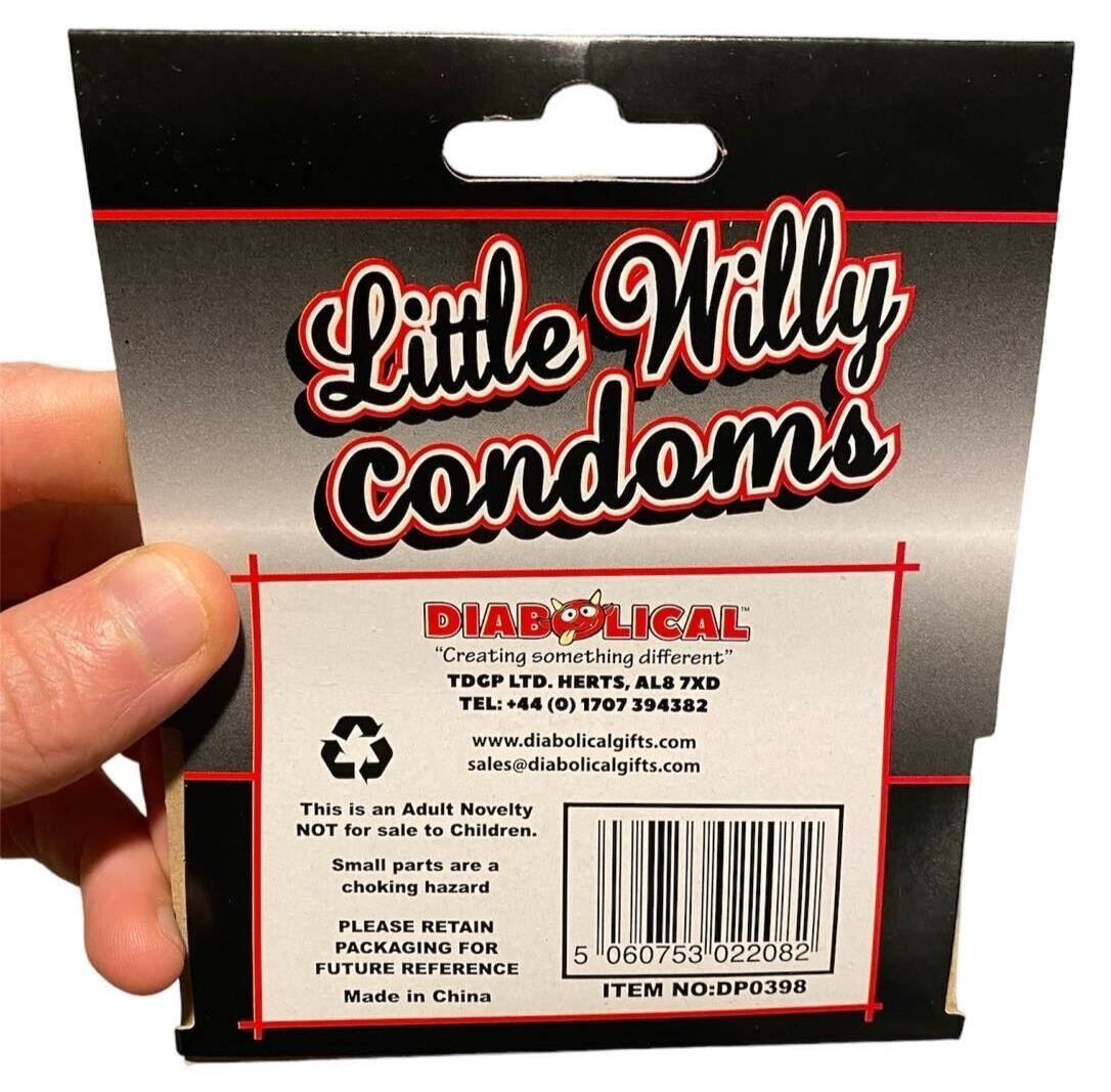 3pk LITTLE WILLY CONDOMS – Small Pecker Gag Prank Joke – Sata Christmas Gift