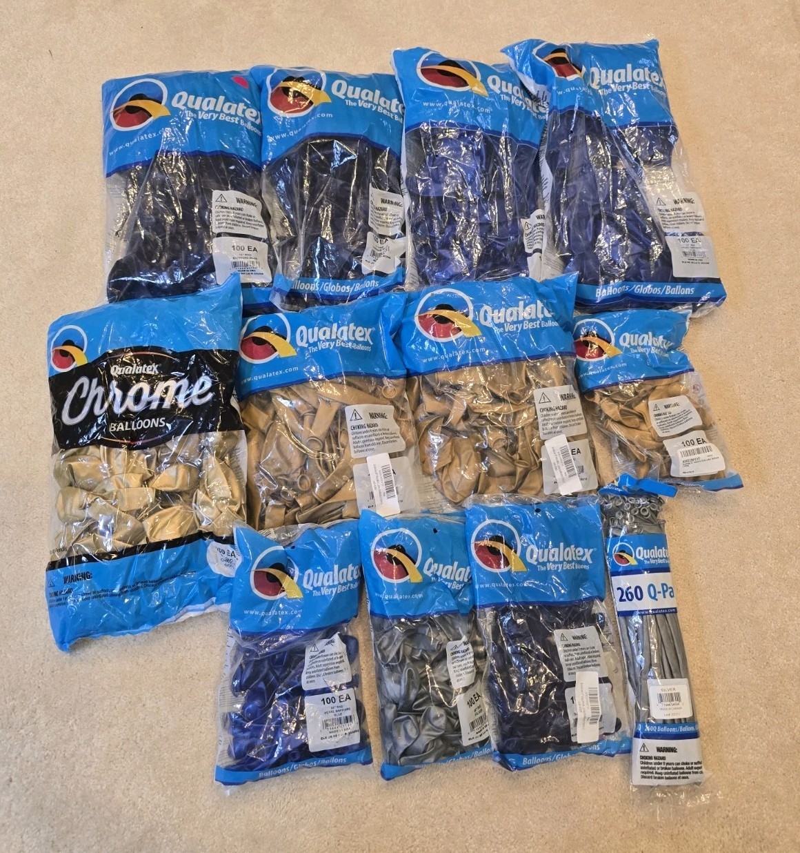 Qualatex Latex Balloons Lot Of 12 Packages New Sealed 1000+ Balloons