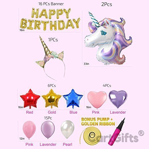 Unicorn Party Pack Decorations Supplies Gifts Headband 46 PIECES Teen Girl NEW