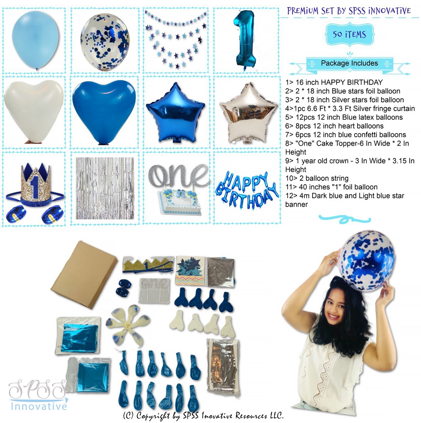1 Yr Boy / Girl Birthday Decorations 1st Birthday First Bday by SPSS INNOVATIVE