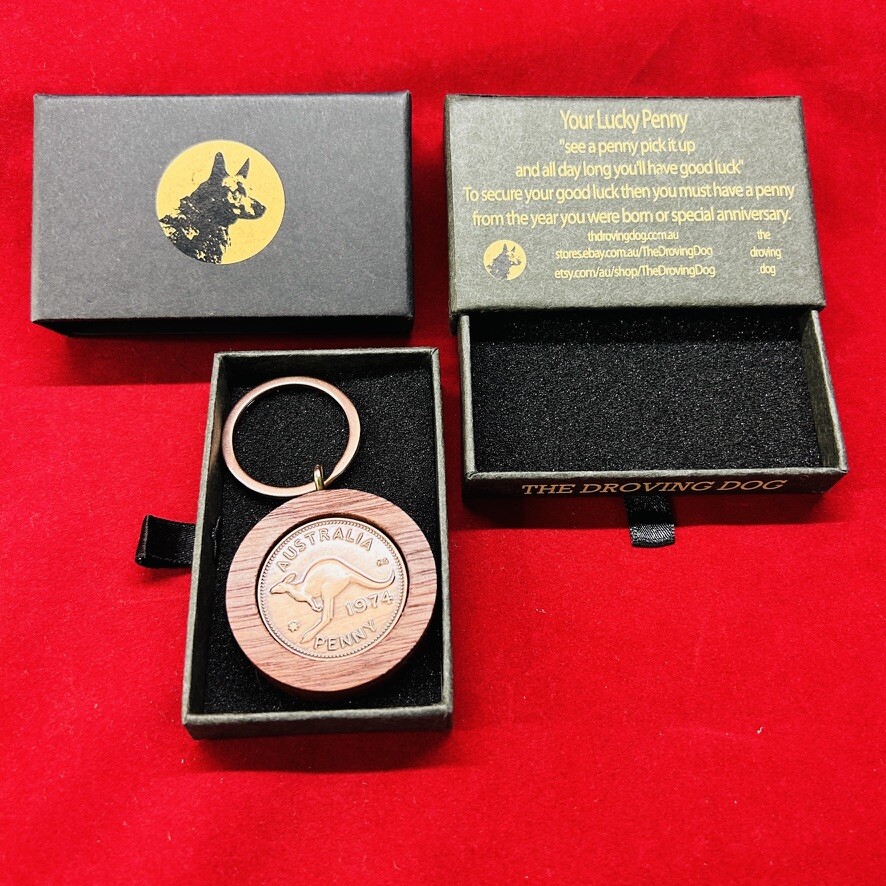 1956 Australian Jarrah Penny Keyring – 70th Birthday Present Anniversary Gift