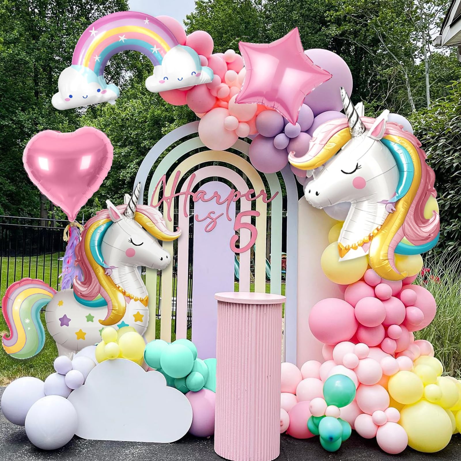 5 Pack Standing Unicorn Balloons Bulk, 4D -designed Unicorn Rainbow and Star …