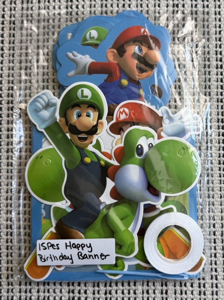 NEW 117Pcs Super Mario Bros Birthday Party Decor Backdrop Banner Cake Toppers+