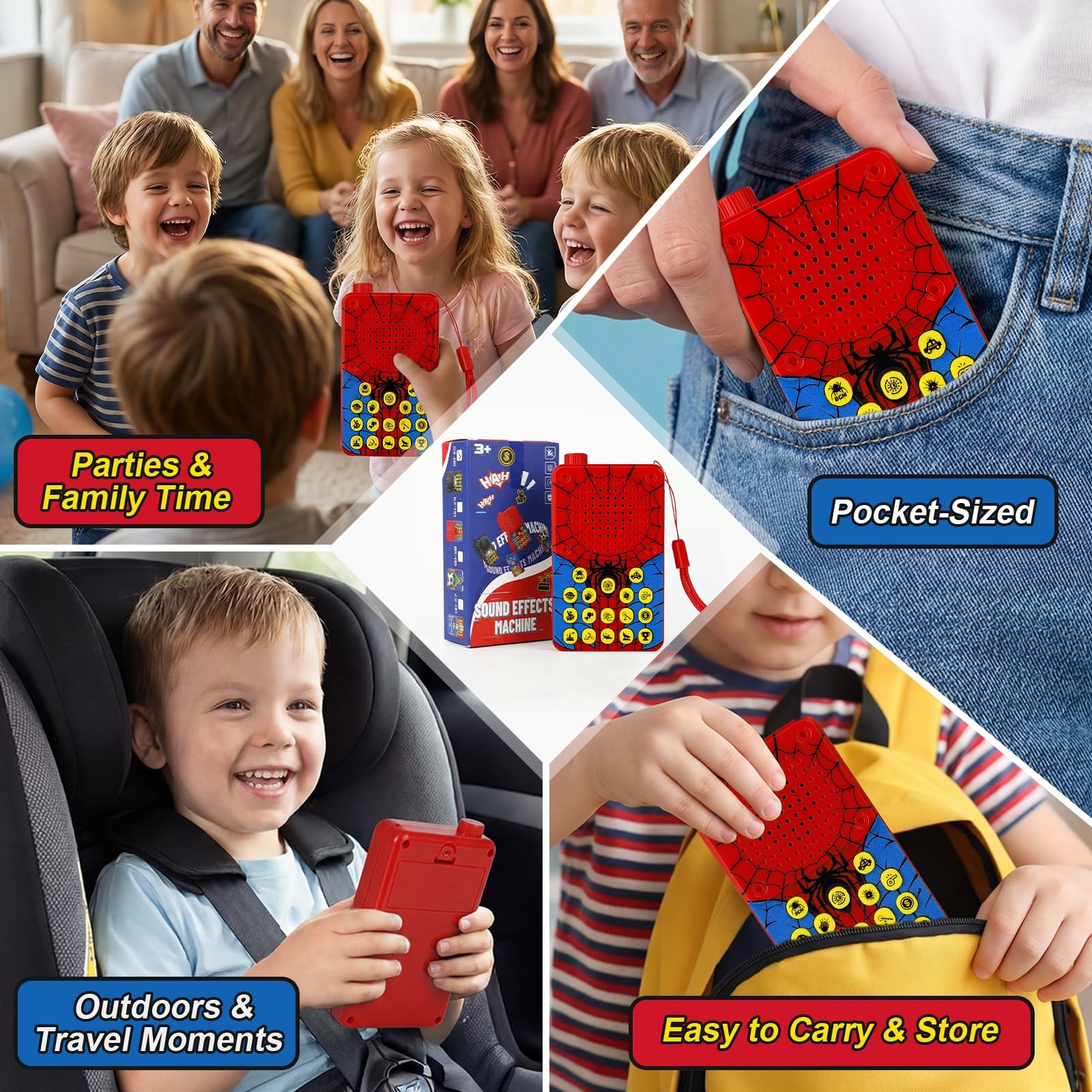 ZDCZ Sound Effects Machine – 16 Hilarious Sounds Prank Noise Maker Small, Red