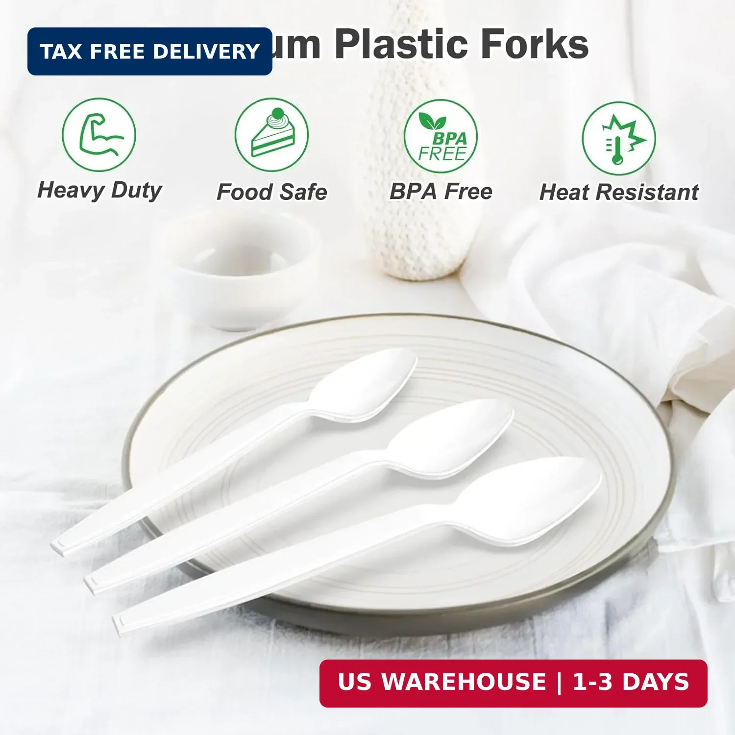 Dealusy 360 Count White Plastic Spoons Disposable, BPA-Free, Heat Resistant, Sol