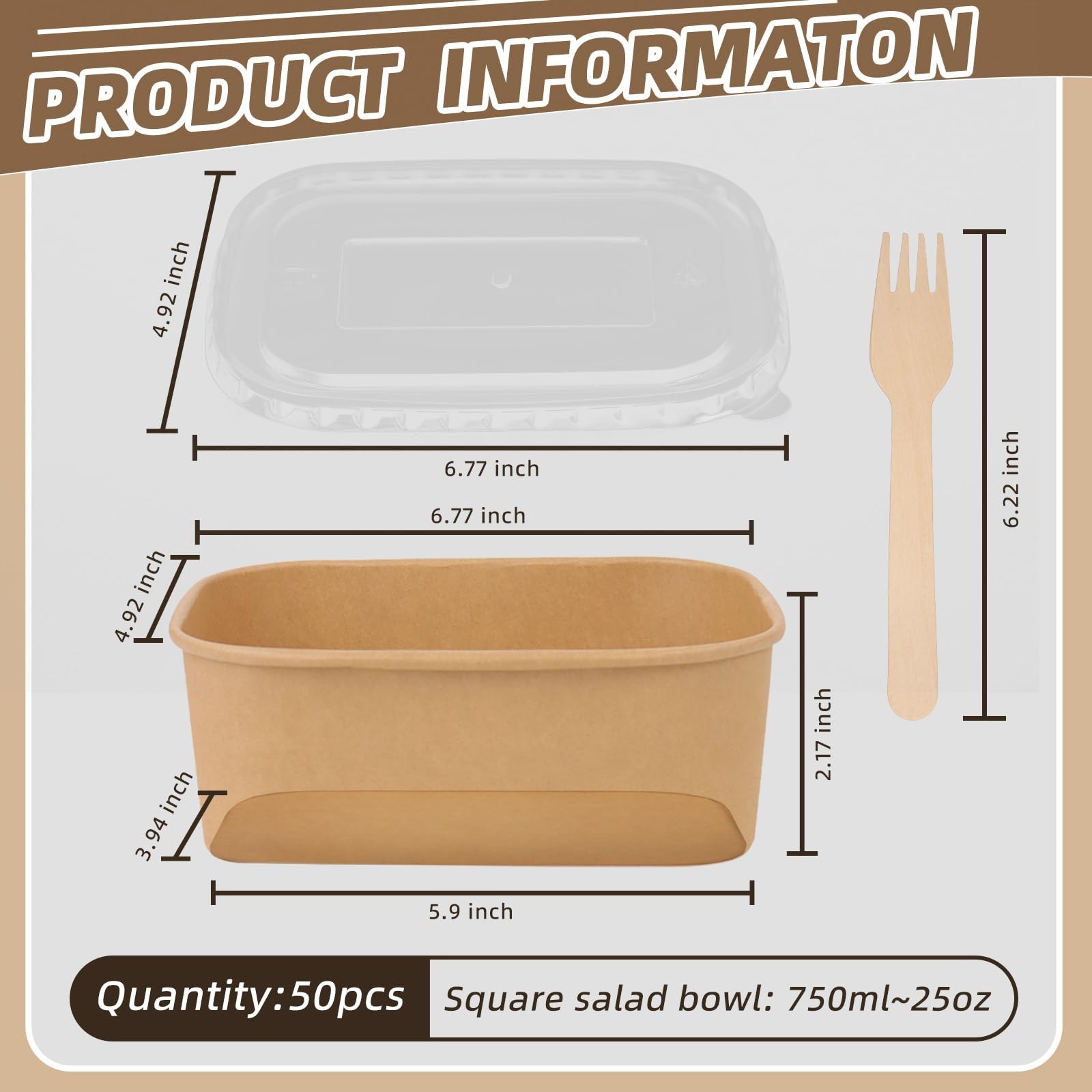 50 Pack 25 oz Food Containers with Lids, Meal Prep Containers Disposable Larg…