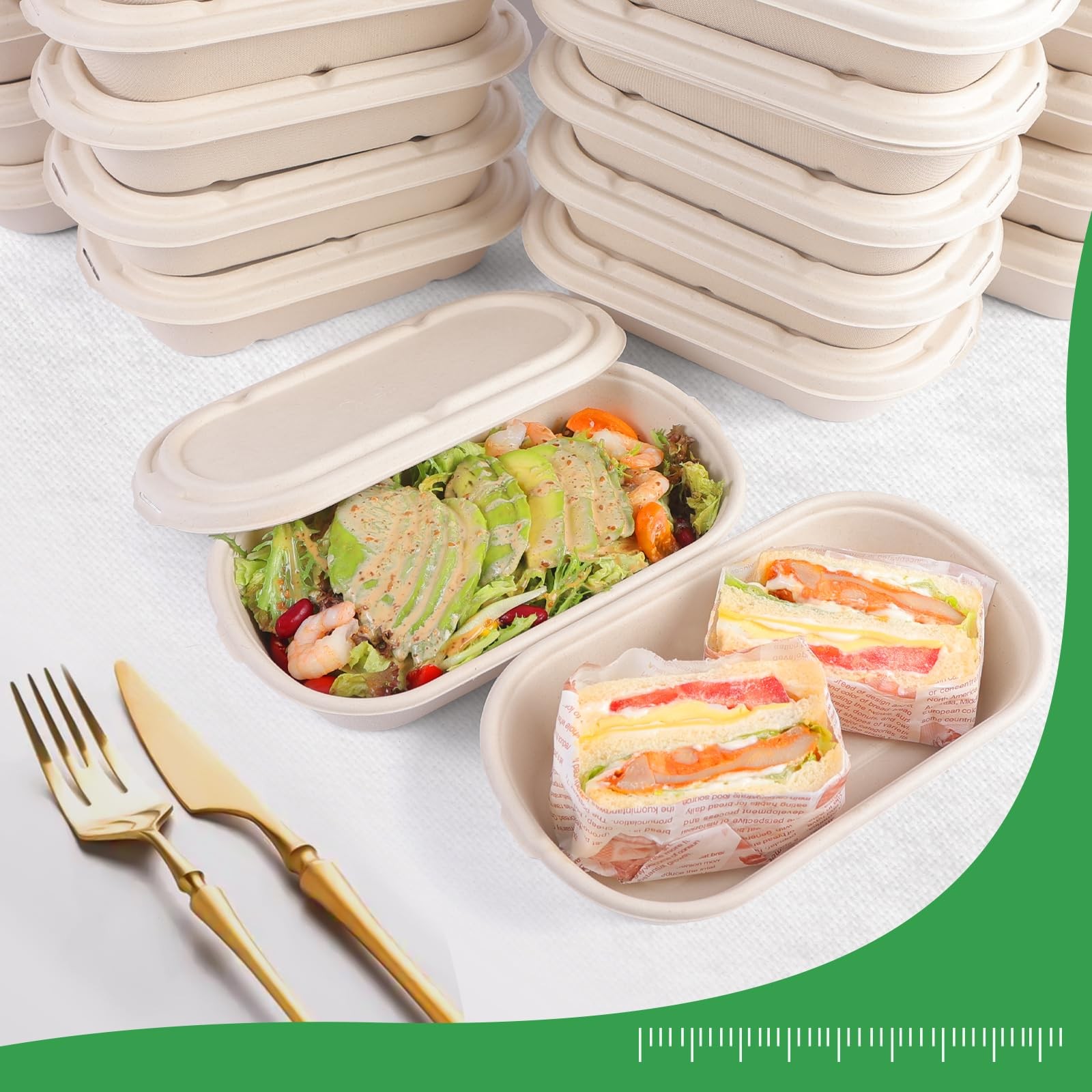 50Pcs(24oz) Disposable Meal Prep Food Containers with Lids,Lunch Salads Micro…