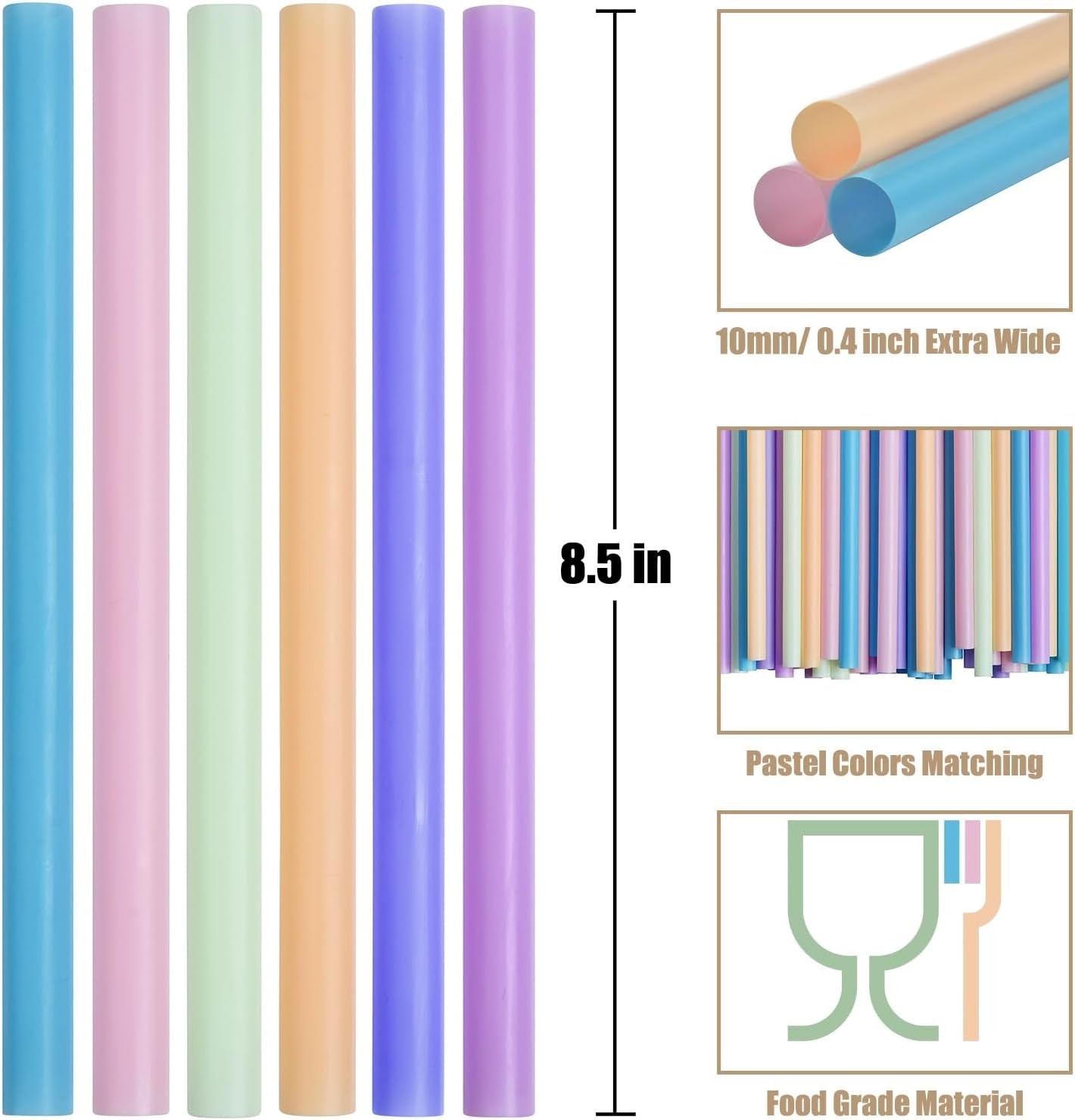 ALINK 50 pcs Jumbo Plastic Smoothie Straws, Wide Assorted Colors Disposable Drin