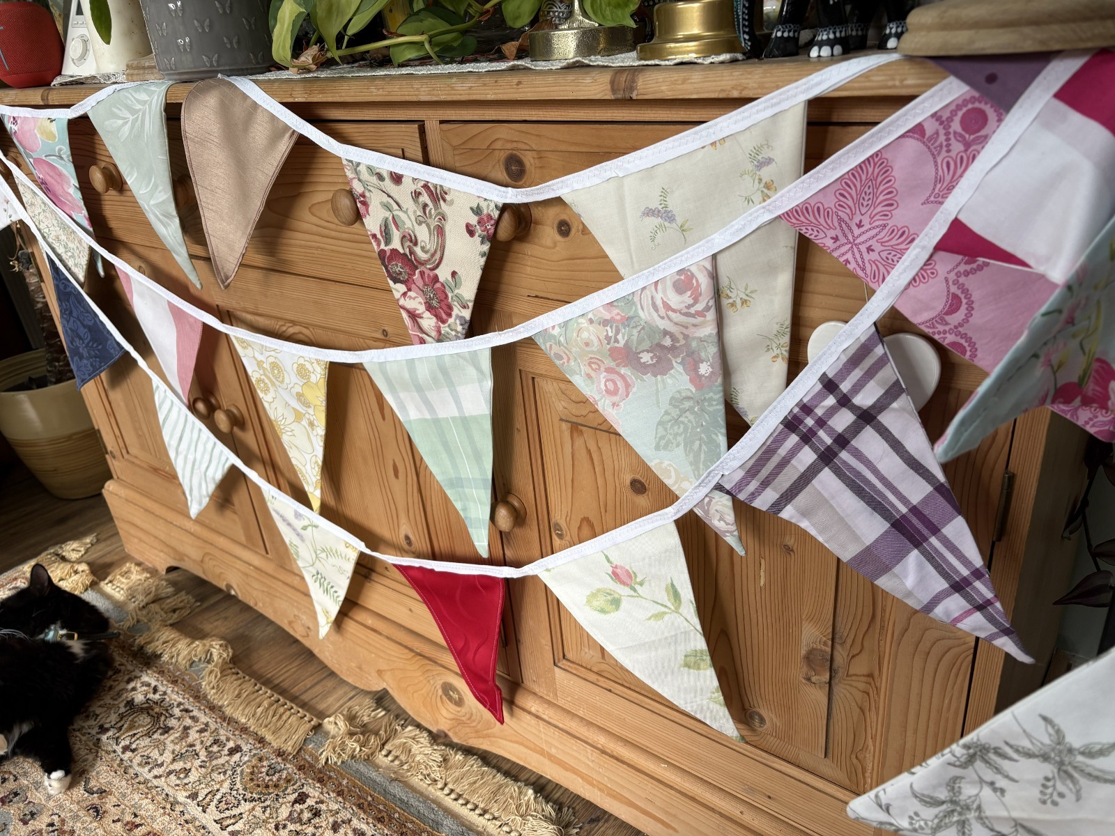10m of Bargain Bunting £1 per meter! multicoloured patterned and plain fabrics