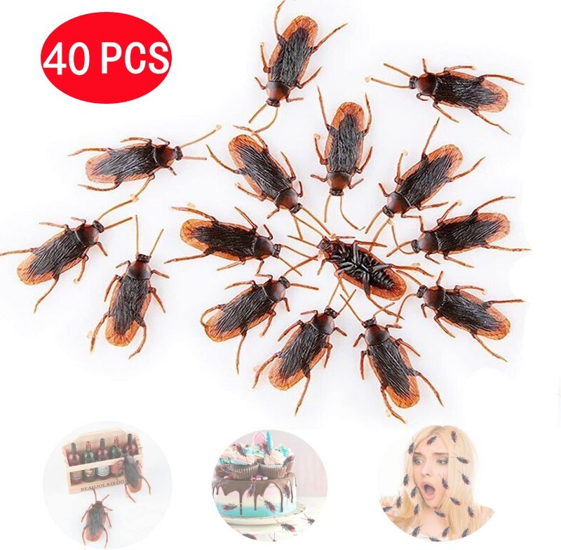 Prank Fake Cockroaches Realistic Cock Roach Joke Gifts Creepy Bug Gag Toys 40PCS