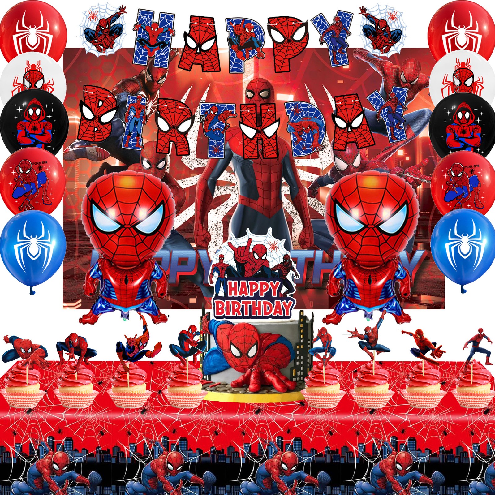 Spider Man Party Decorations Marvel Party Supplies Balloons Tablecloth Backdrop