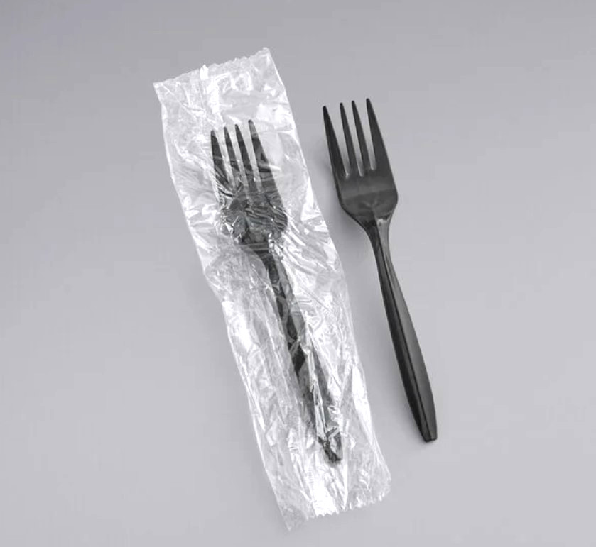 Individually Wrapped Medium Weight Black Polypropylene Plastic Fork – 1000 pcs