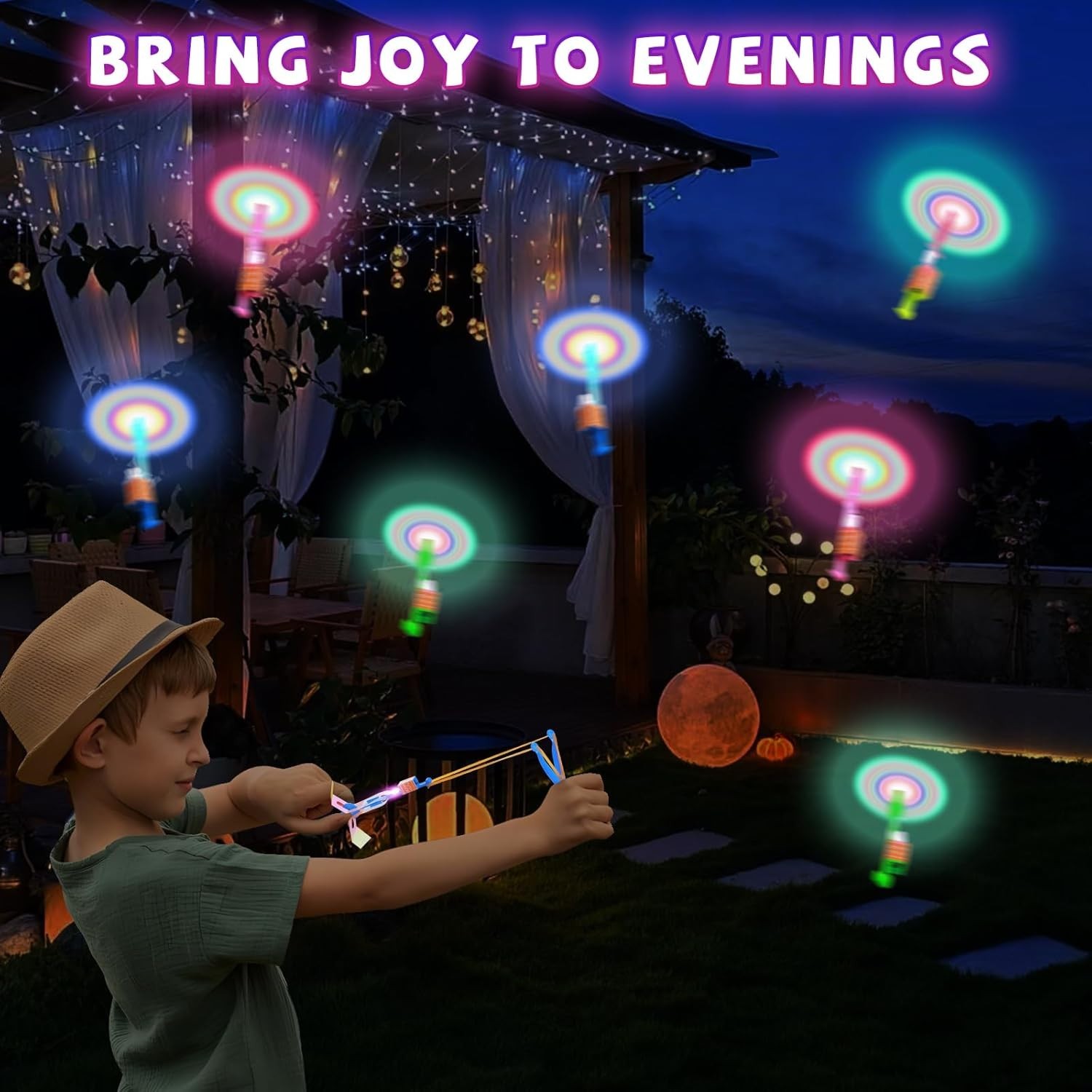 Rocket Slingshot Flying Toys with LED Lights – 24 Pcs Kids Outdoor Game with