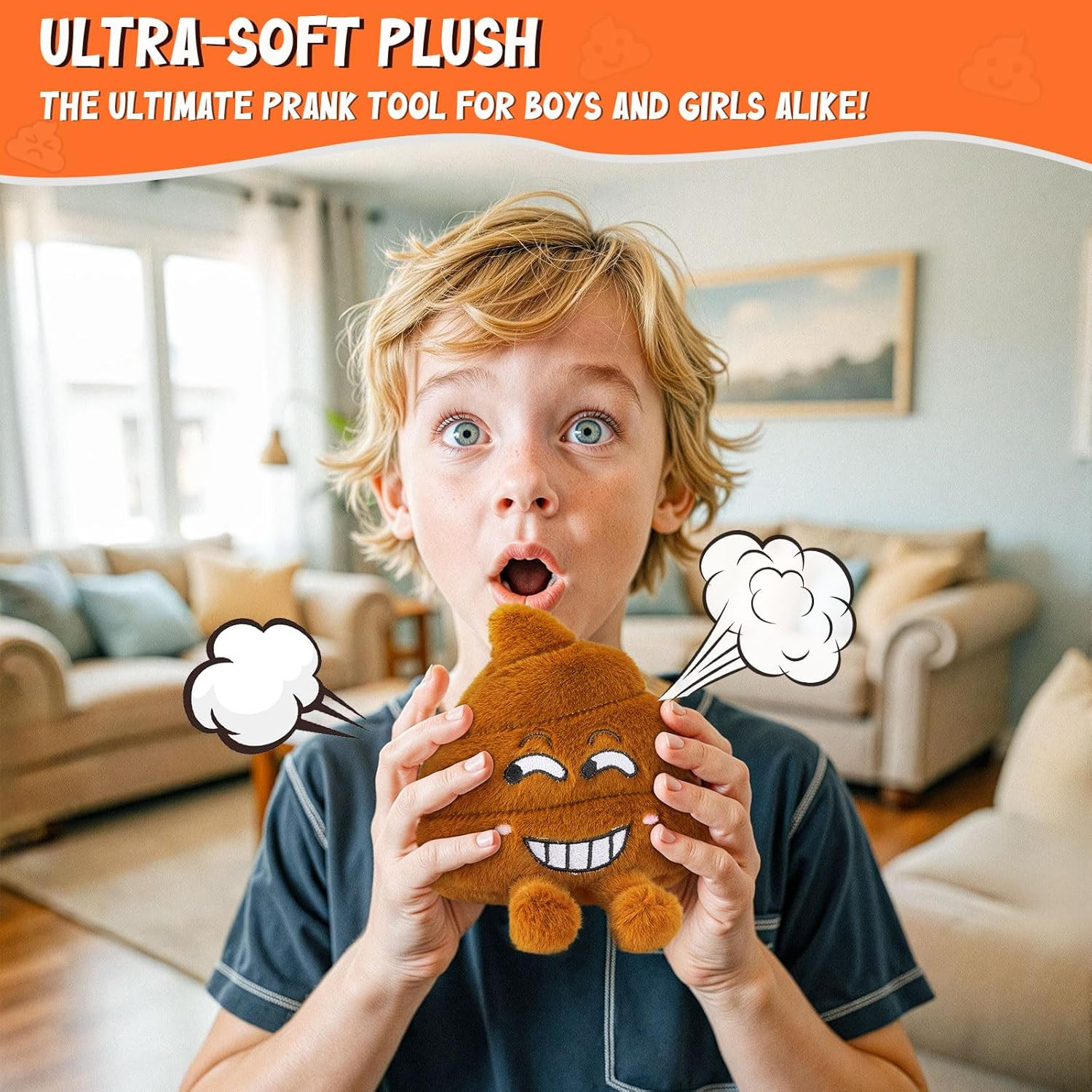 Farting Poop Plush Toy – Funny Poop Toy with 20 Hilarious Fart Sounds, Soft