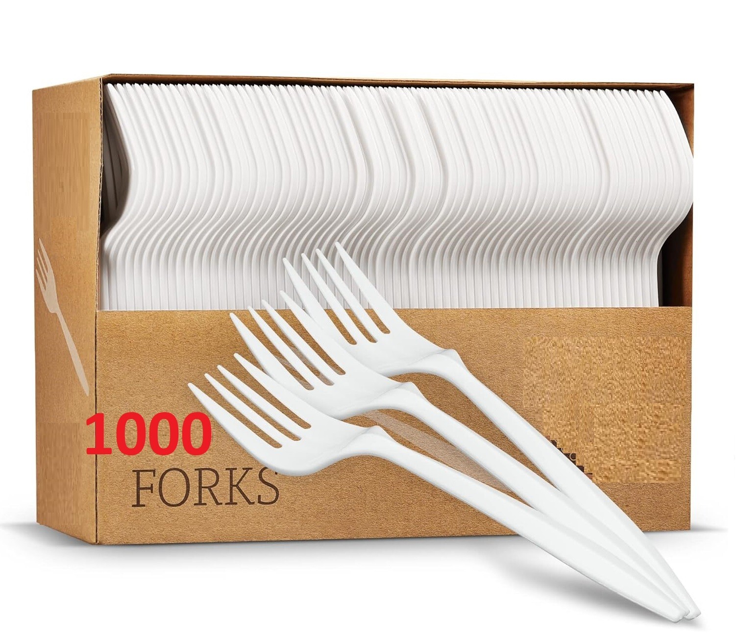 [1000 Count – Value Pack] Plastic Forks White Medium Weight Disposable Forks