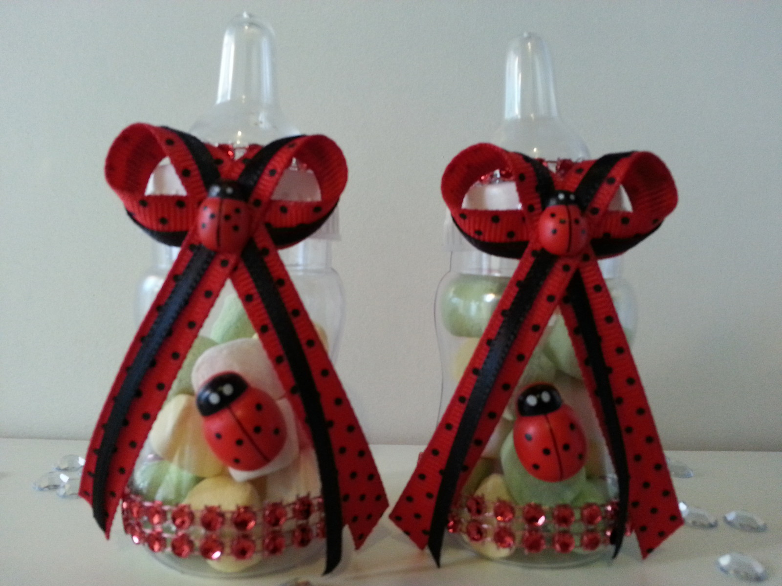 12 Fillable Ladybug Bottles for Favors Prizes or Games Baby Shower Decorations