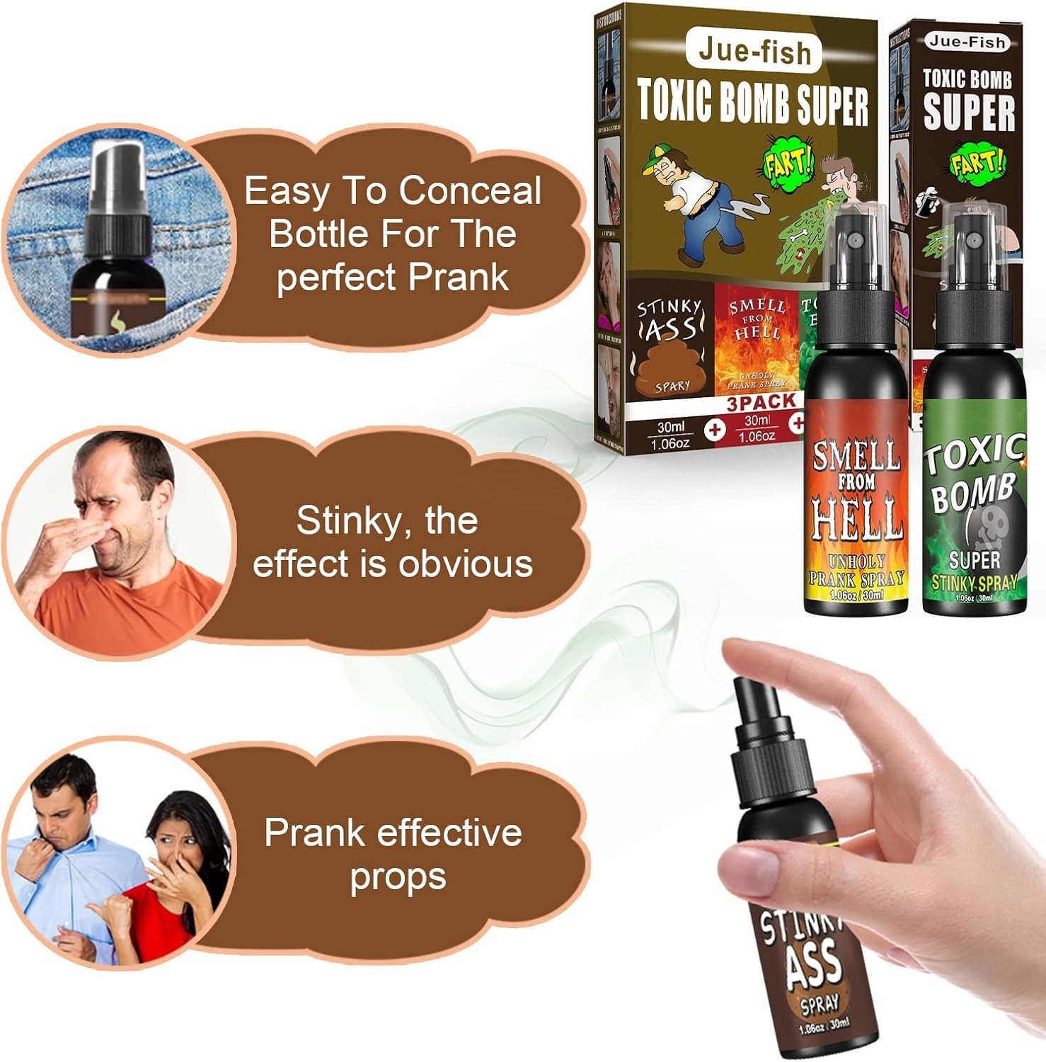 3P Fart Spray Extra Strong 30Ml Potent Stink Spray Non Toxic Fart Bomb Prank Stu