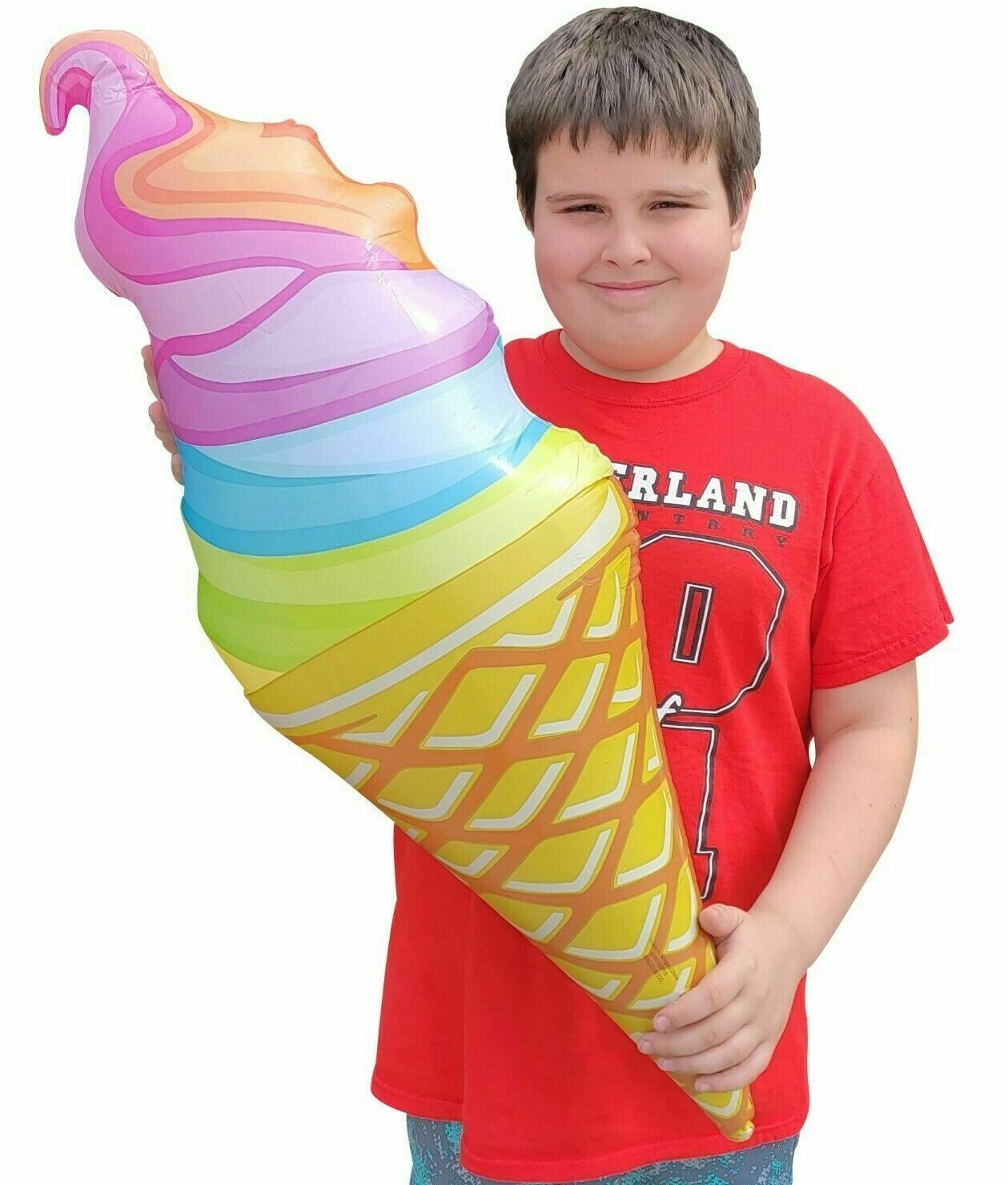 (12) RAINBOW SWIRL Inflatable Ice Cream Cone – Wonka Pool Toy Decoration (1 dz)