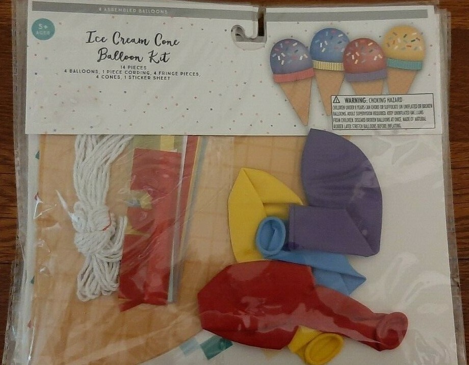 Ice Cream Cone Kids Party Balloon Kit 14 pcs. per pack – Lot of 2 packs