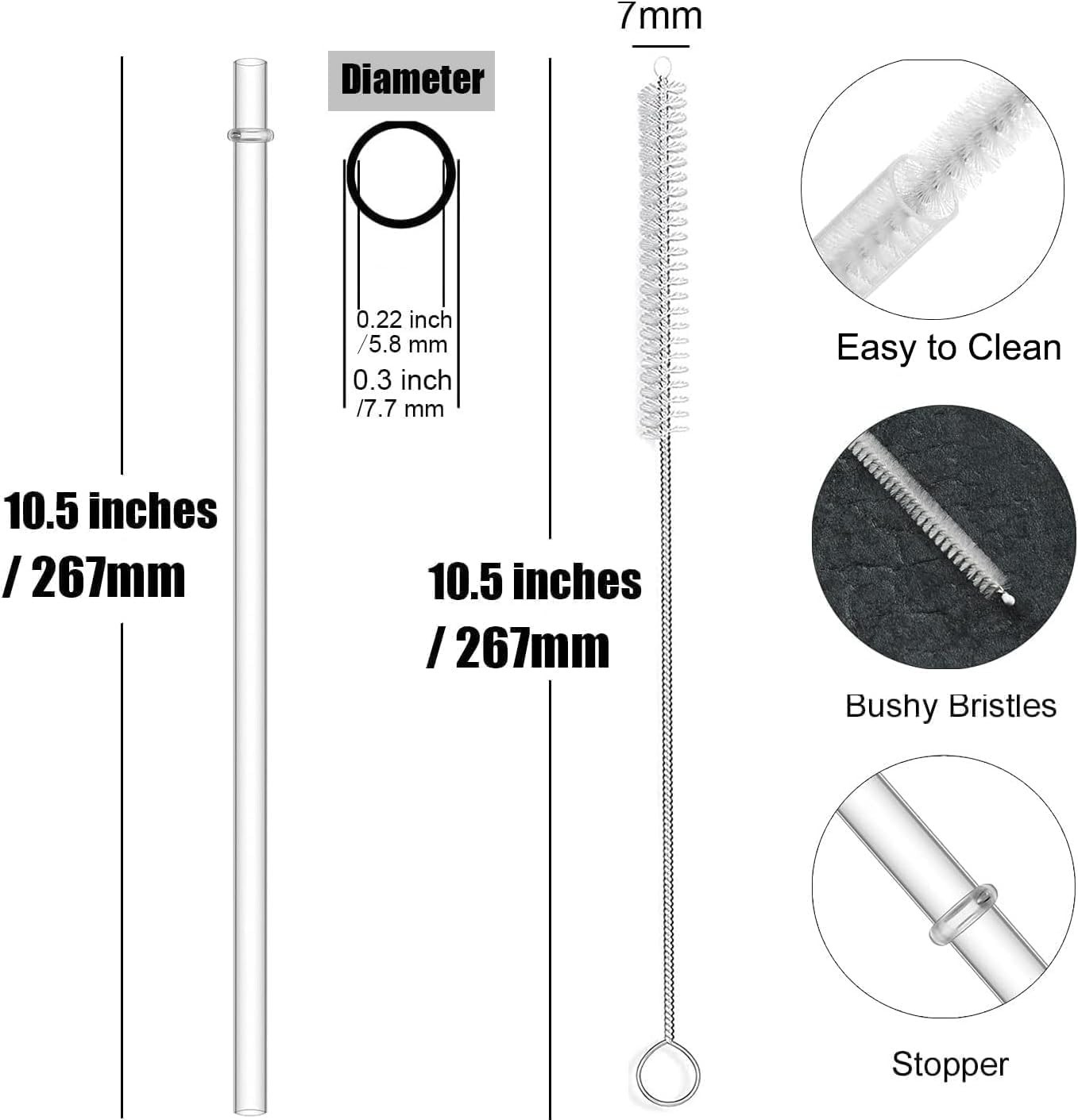 12-Pack BPA-Free Clear Plastic Straws – 10.5 in, Dishwasher-Safe, Custom Fit