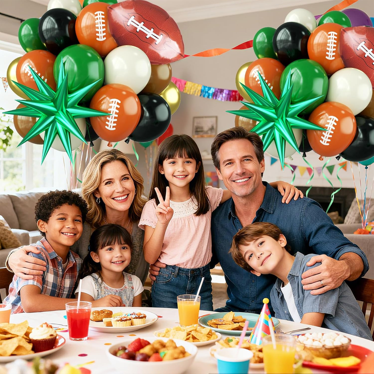Football Balloons,Dark Green Black Beige Balloons with Football Foil Balloon for