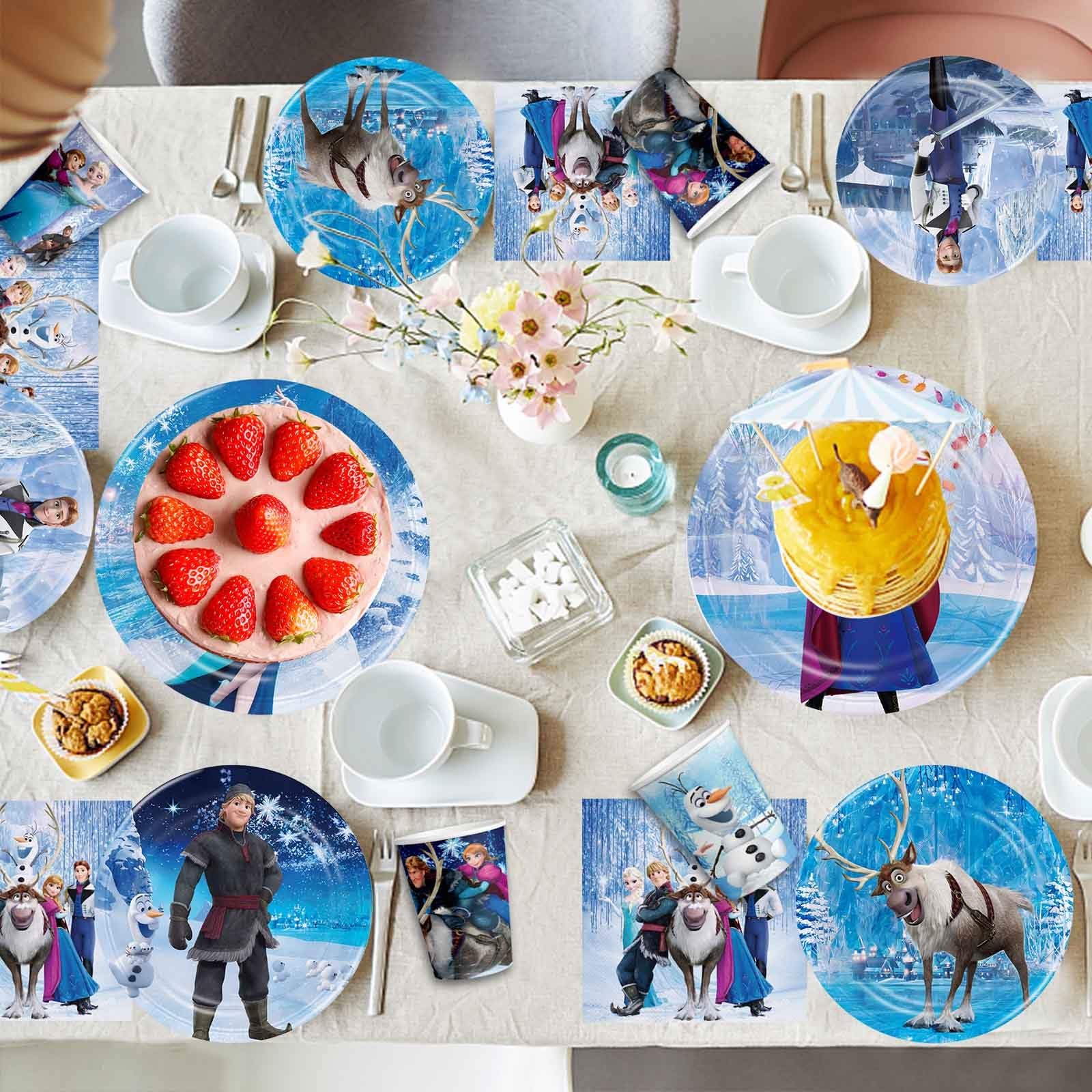 VAYNEIOJOY Frozen Birthday Party Supplies 120pcs Disposable Frozen Paper Plates