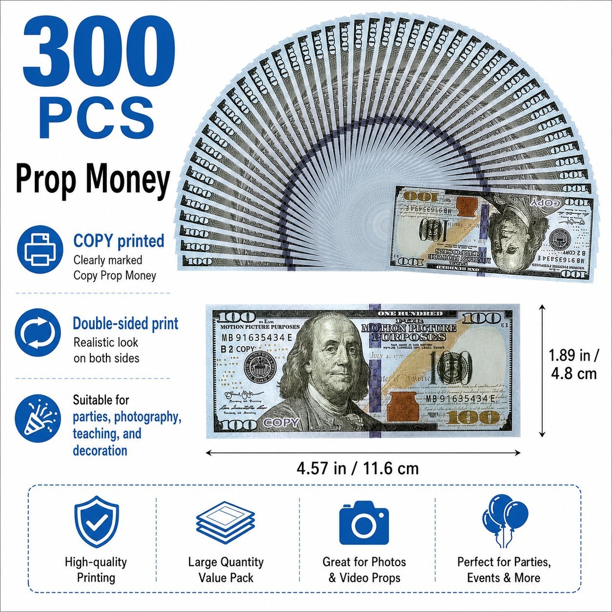 $100 Dollar Bills Prop Motion Picture Money $30,000 Total Video Photo Prop Cash!