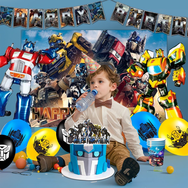 114Pcs Transformer Birthday Decoration Transformer Party Supplies Balloon Plates