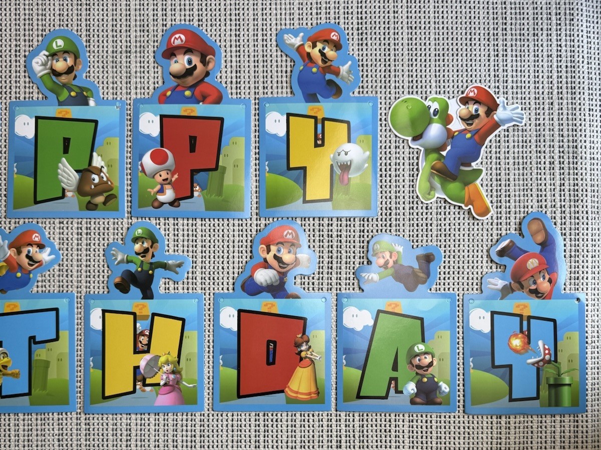 NEW 117Pcs Super Mario Bros Birthday Party Decor Backdrop Banner Cake Toppers+