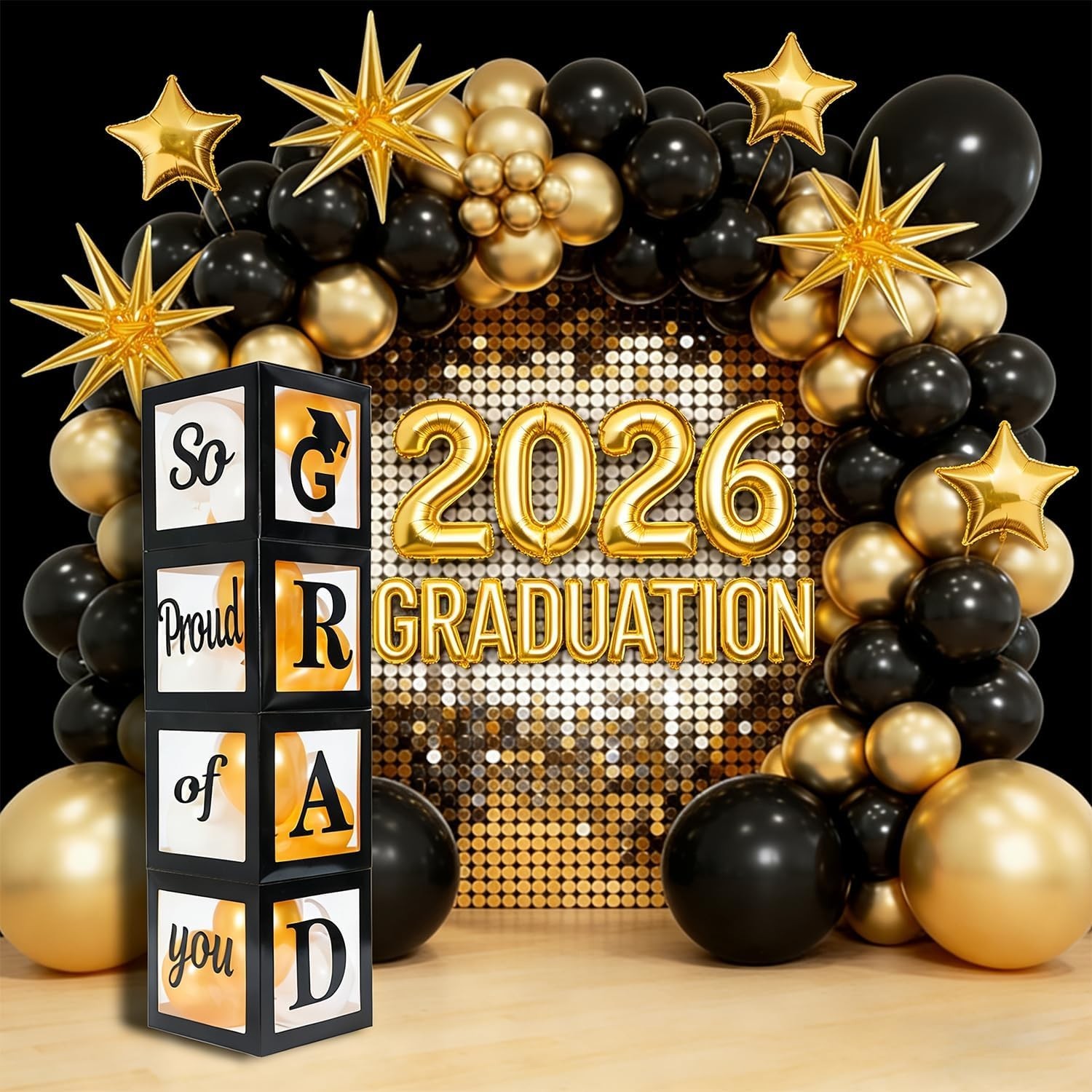 Graduation Decorations Set of 4 Boxes Balloons Letters for Class of 2026 Cele…