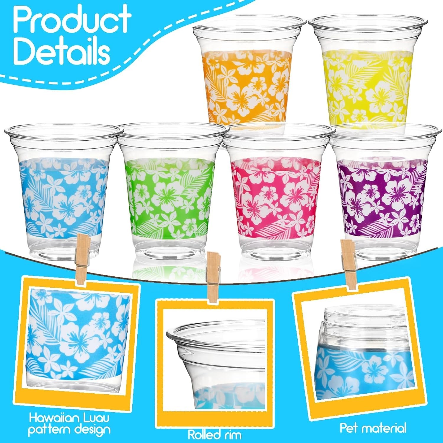 72-Pack 14oz Hawaiian-Themed Disposable Party Cups – Perfect for Any Occasion
