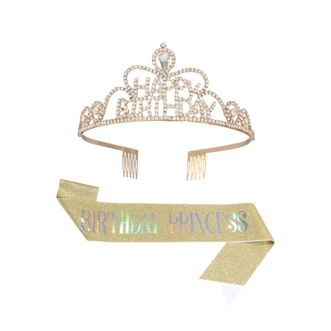 Happy birthday tiara sash set, Happy Birthday Princess, Birthday party tiara