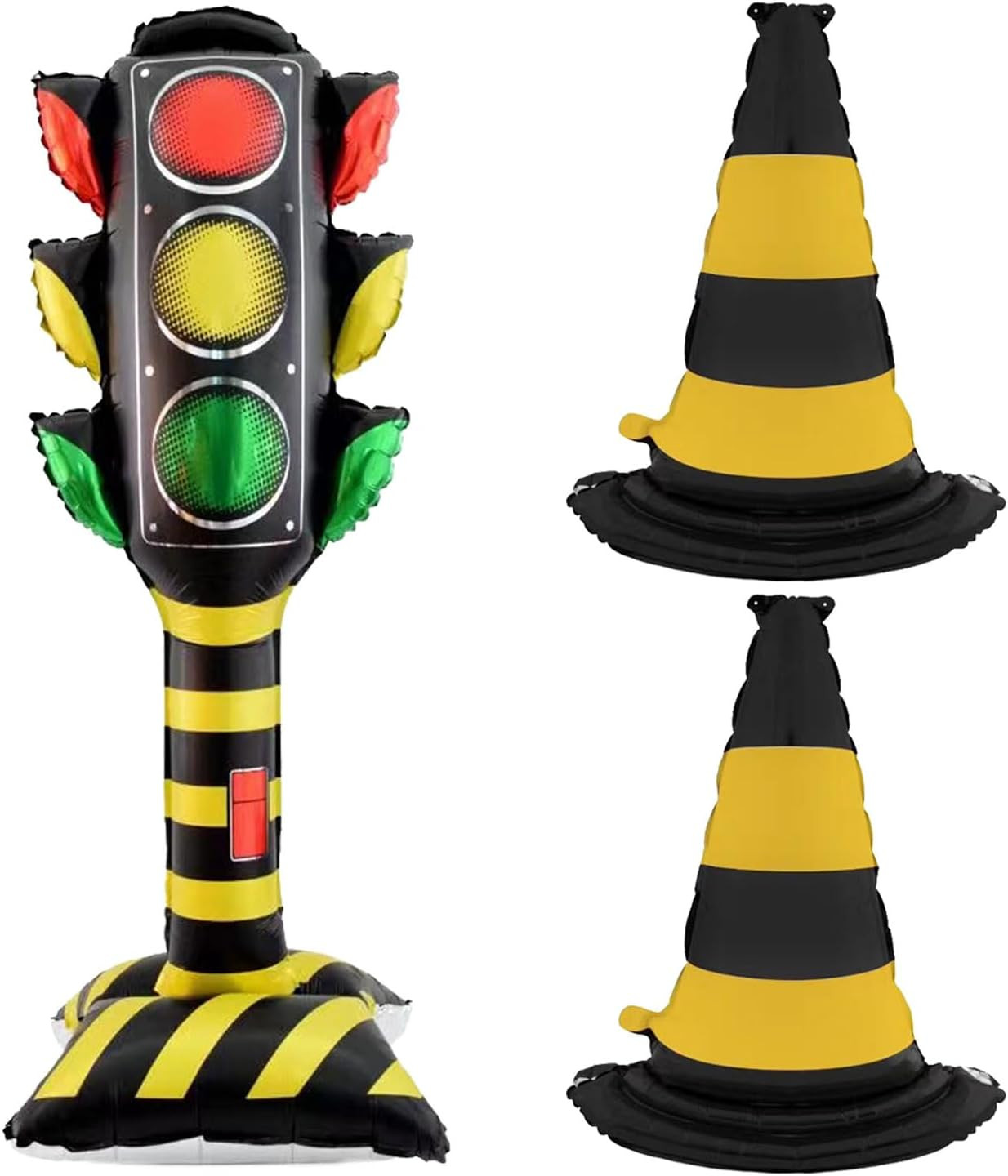 3Pcs 62Inch Self Standing Traffic Light Balloons, Giant Racing Traffic Cones Myl