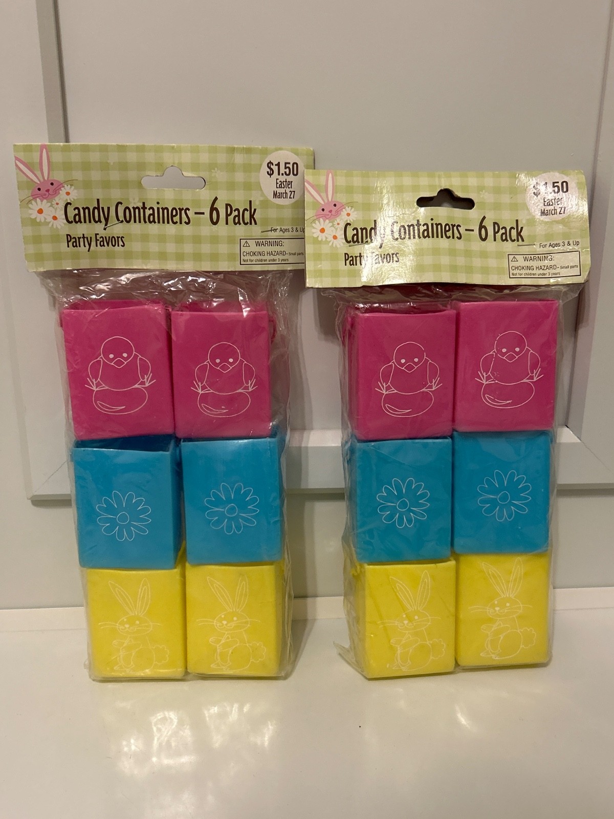Easter Spring Candy Containers Party Favors 6 Pack Baby Chick, Flower, Bunny