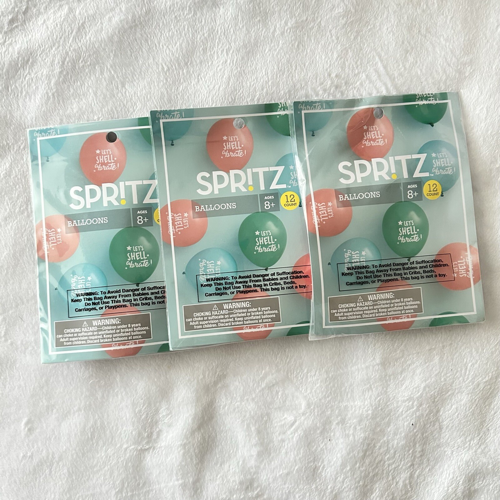 Spritz-12″ 12ct Printed “Let’s Shell abrate!” Balloons Blue/Green/Pink- 3 PACKS!