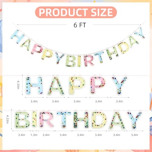Happy Birthday Banner 6FT – Premium Gold Foil Sequins Happy Birthday Sign for