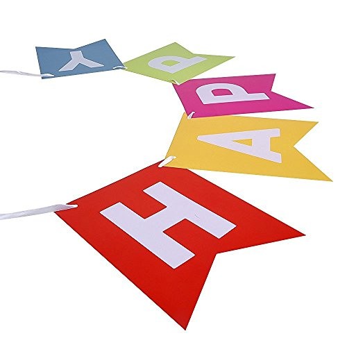 Fecedy Colorful Happy Birthday Banner Bunting Pre-Strung No DIY for Multi