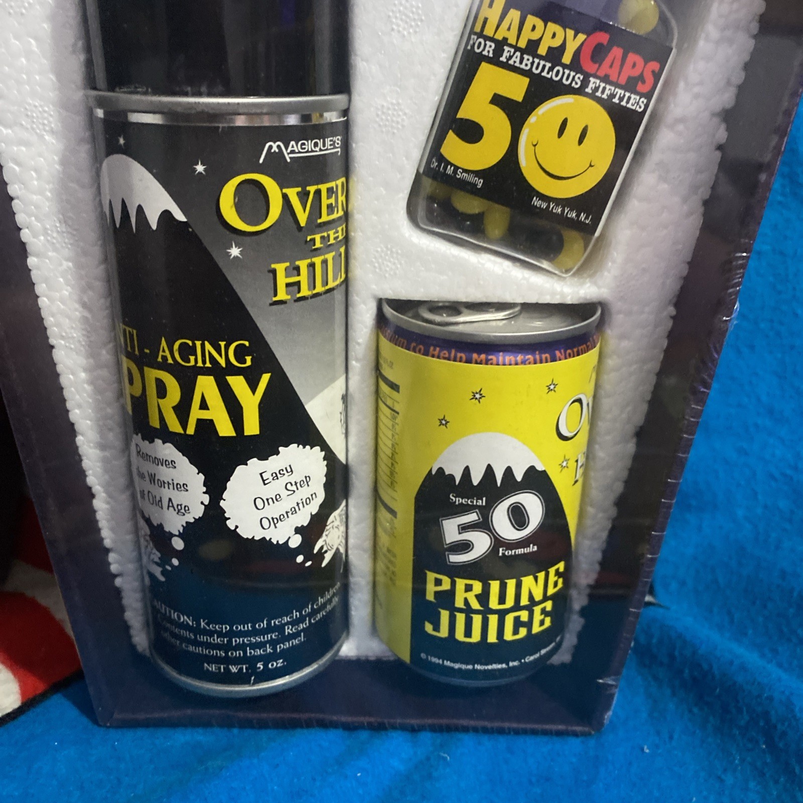 Over The Hill Coffin Gag Gift Box Novelty 50 Birthday Gift Set NOS 1994 Magique