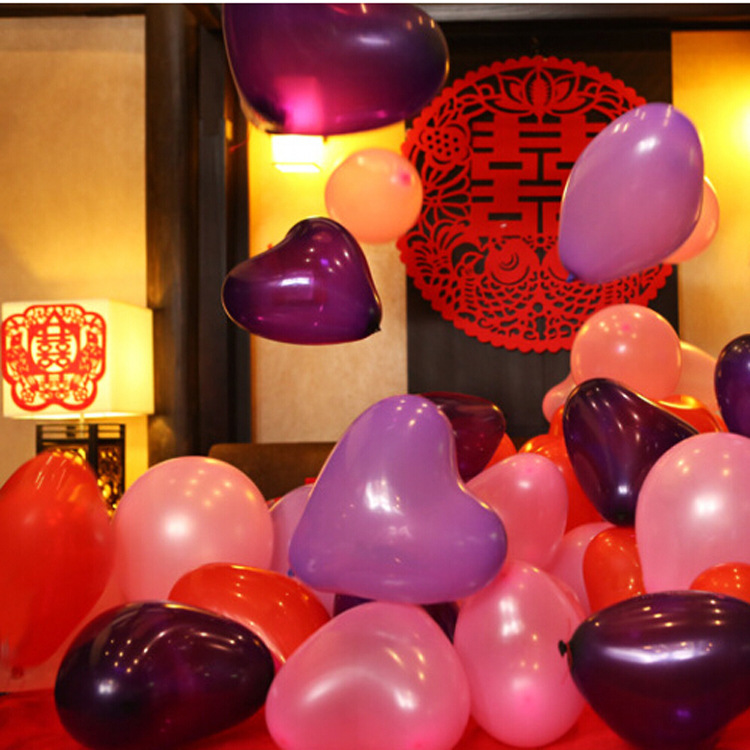 1-250pc 12″ 10 Color Heart Shape Latex Balloons Wedding Party Decoration Helium