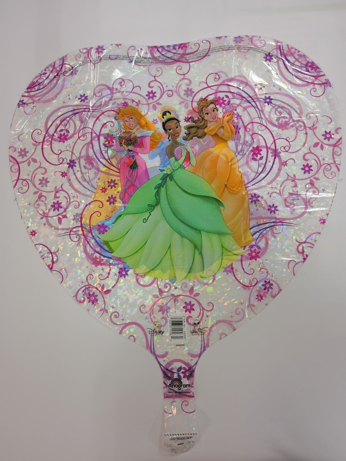 18″ Anagram Disney Princess Two Sided See-Thru Holographic Heart Mylar Balloon