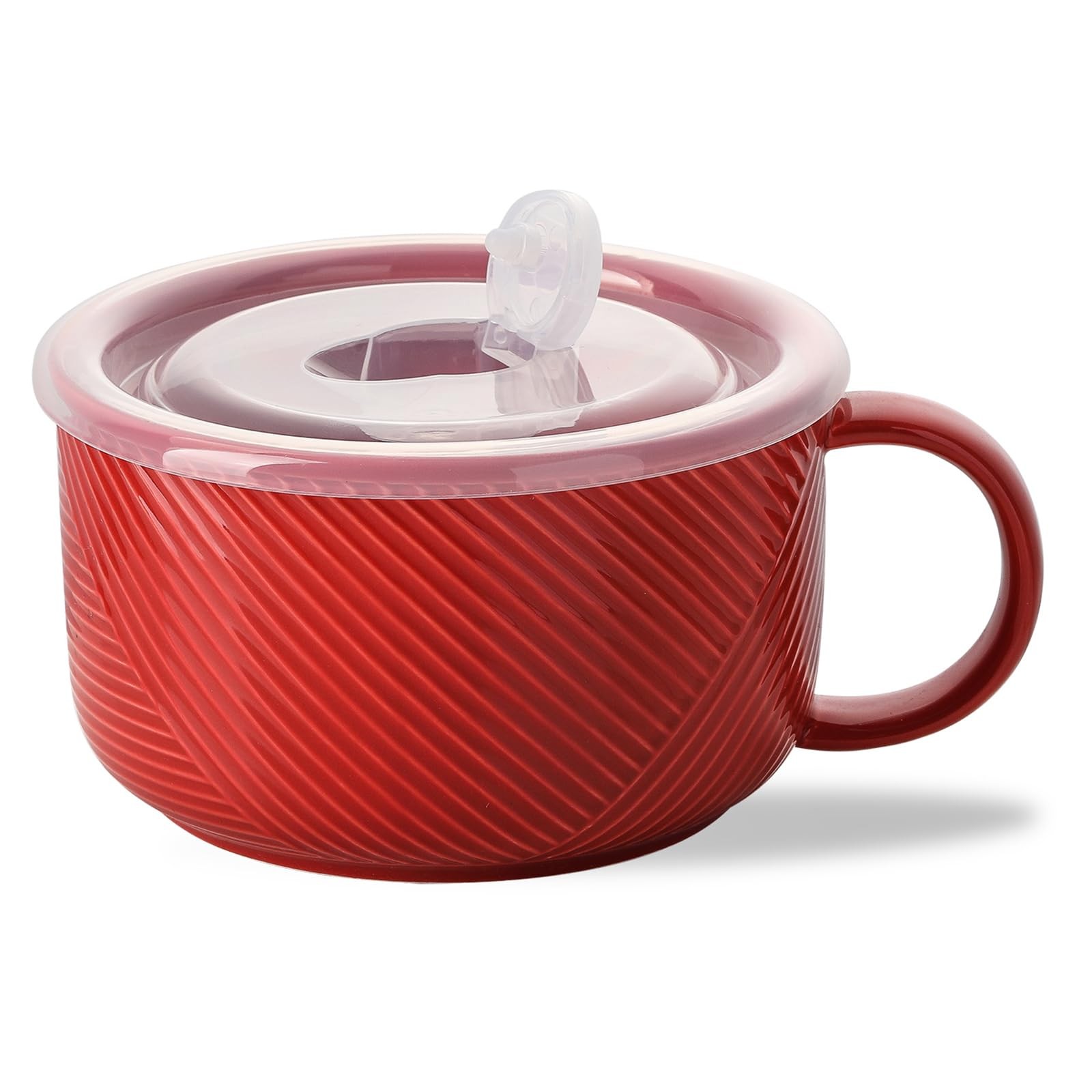 Adewnest Soup Bowl with Handle & Lid: 38 oz Extra Large Ceramic Food Container f