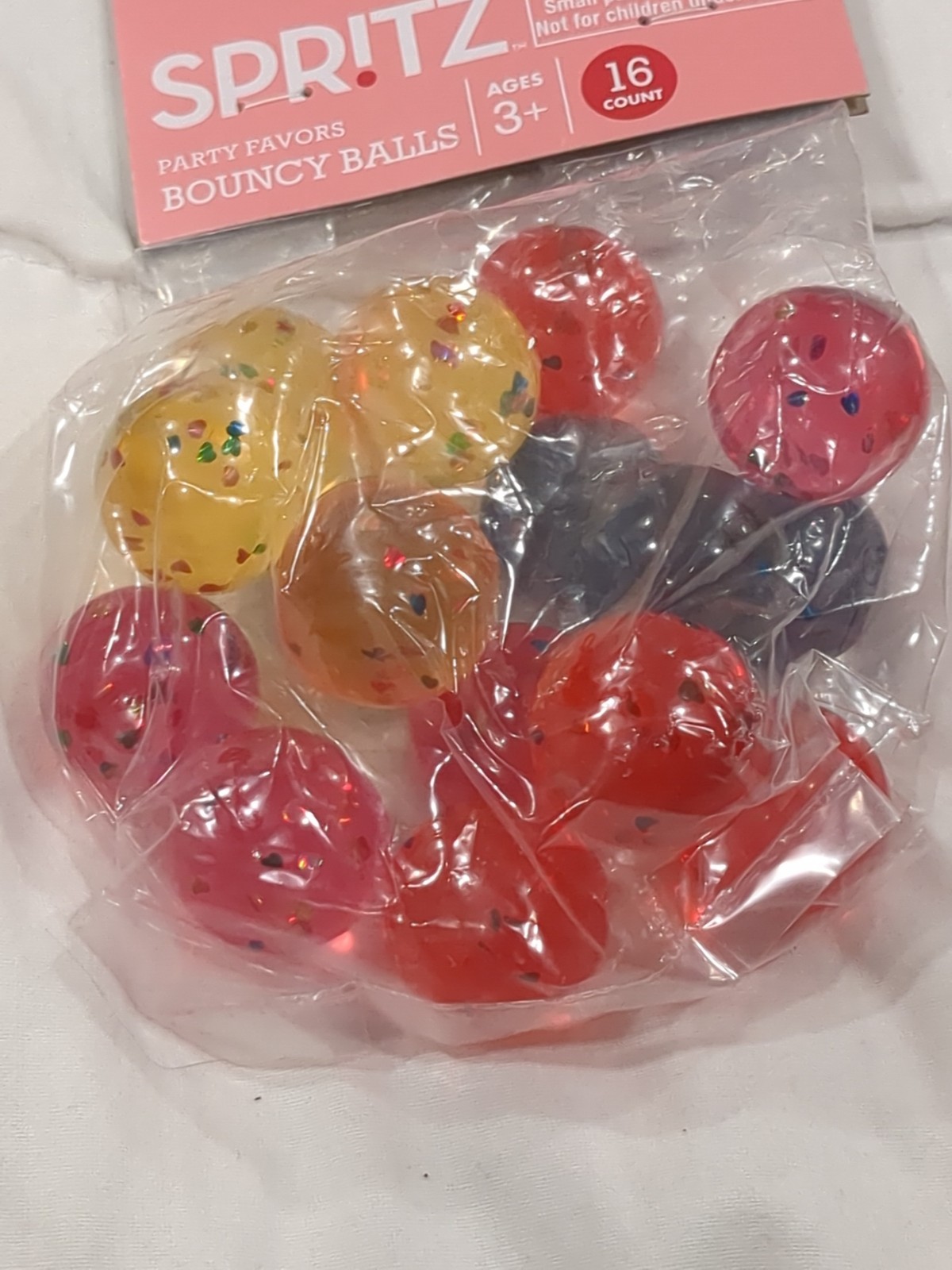 Spritz Bounce Balls High Bouncy Sparkles Design Multi Colors 16 Ct 3+ Age- New