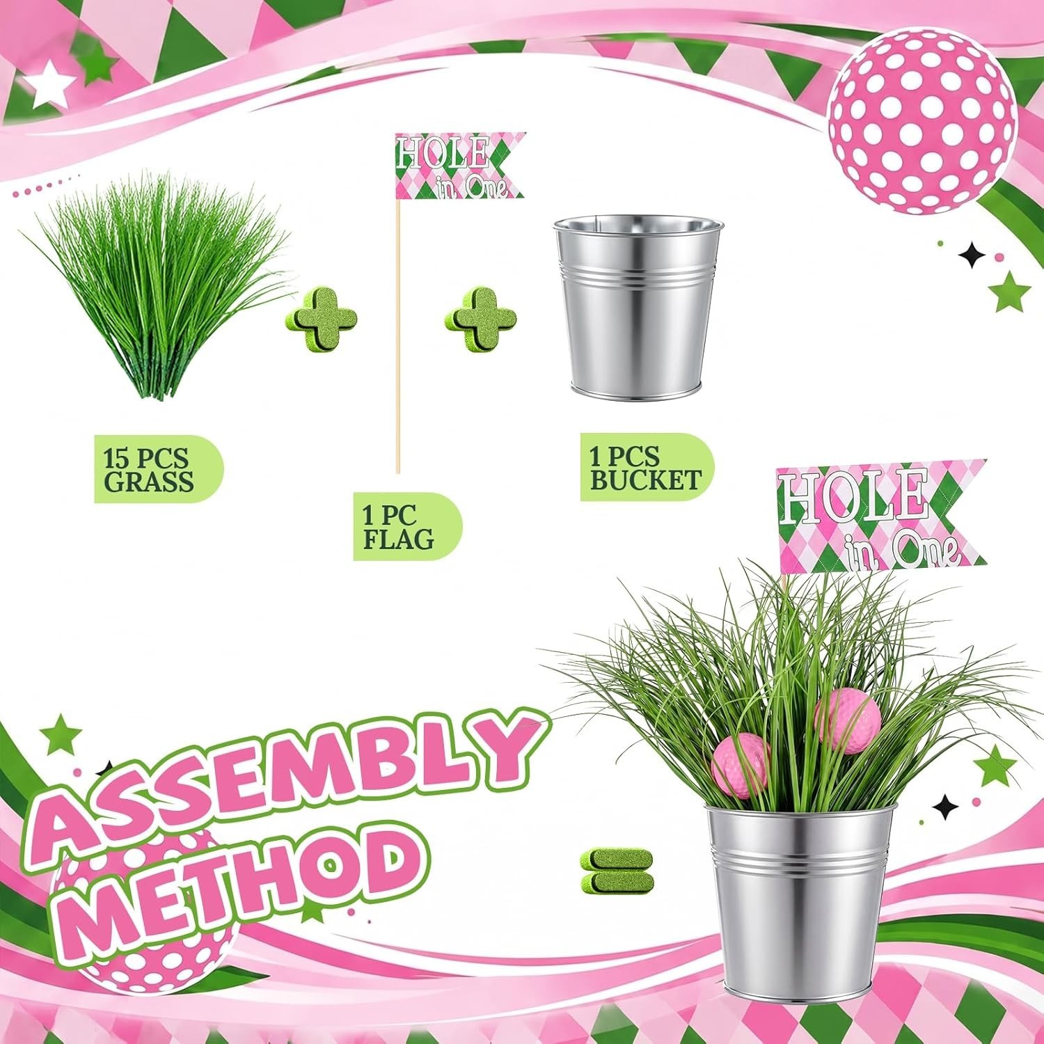 6 Set Golf Party Table Decorations Kit Includes 6