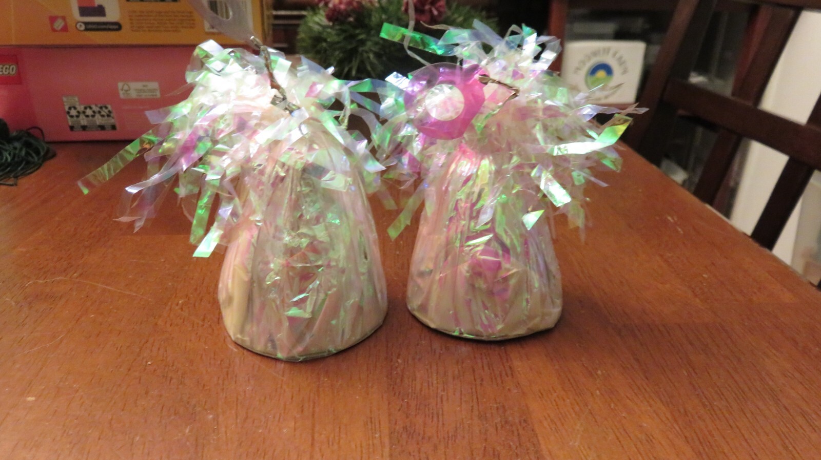Set of 2 Iridescent Balloon Weights Party Birthday Supplies – 3″ tall